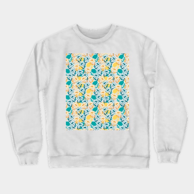 Summer Daisy Flower Pattern Crewneck Sweatshirt by FlinArt